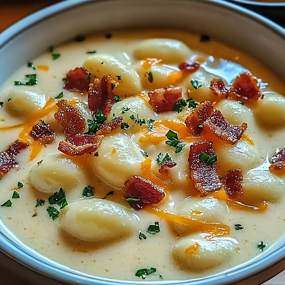 Bacon Cheddar Gnocchi Soup