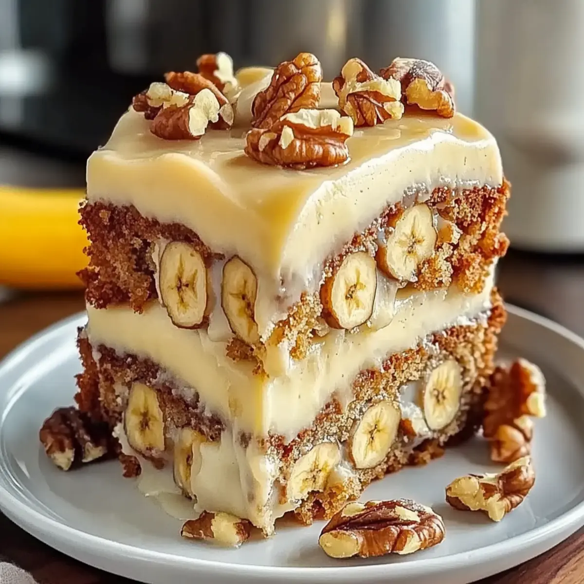 Luscious Vanilla Banana Walnut Cake
