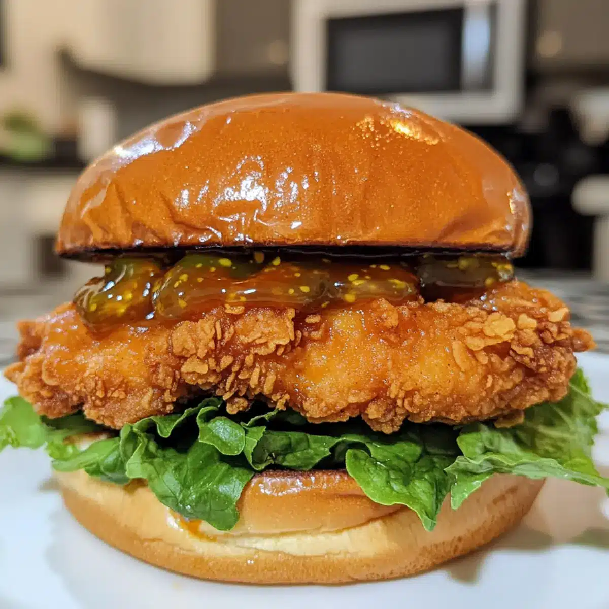 Jalapeno Honey Drenched Crispy Fried Chicken Sandwich